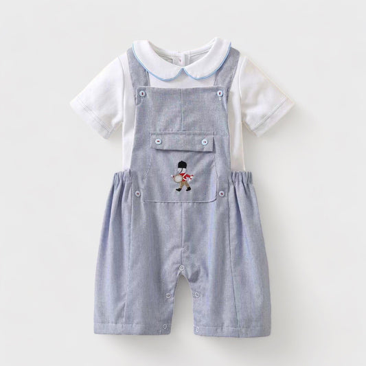 Solider Blue Dungaree Set