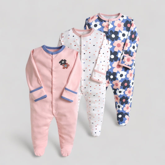 Flowers Sleep suit ( Pack of 3 )