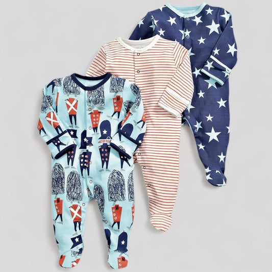 Solider Stars Sleep suit ( Pack of 3 )